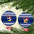 Tokelau Christmas Ceramic Ornament Santa Claus Tokelau Flag and Coat of Arms with Polynesian Pattern LT03 Circle Blue - Polynesian Pride