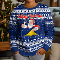 Personalised Tokelau Christmas Kid Ugly Christmas Sweater Santa Claus Tokelau Flag and Coat of Arms with Polynesian Pattern LT03 - Polynesian Pride