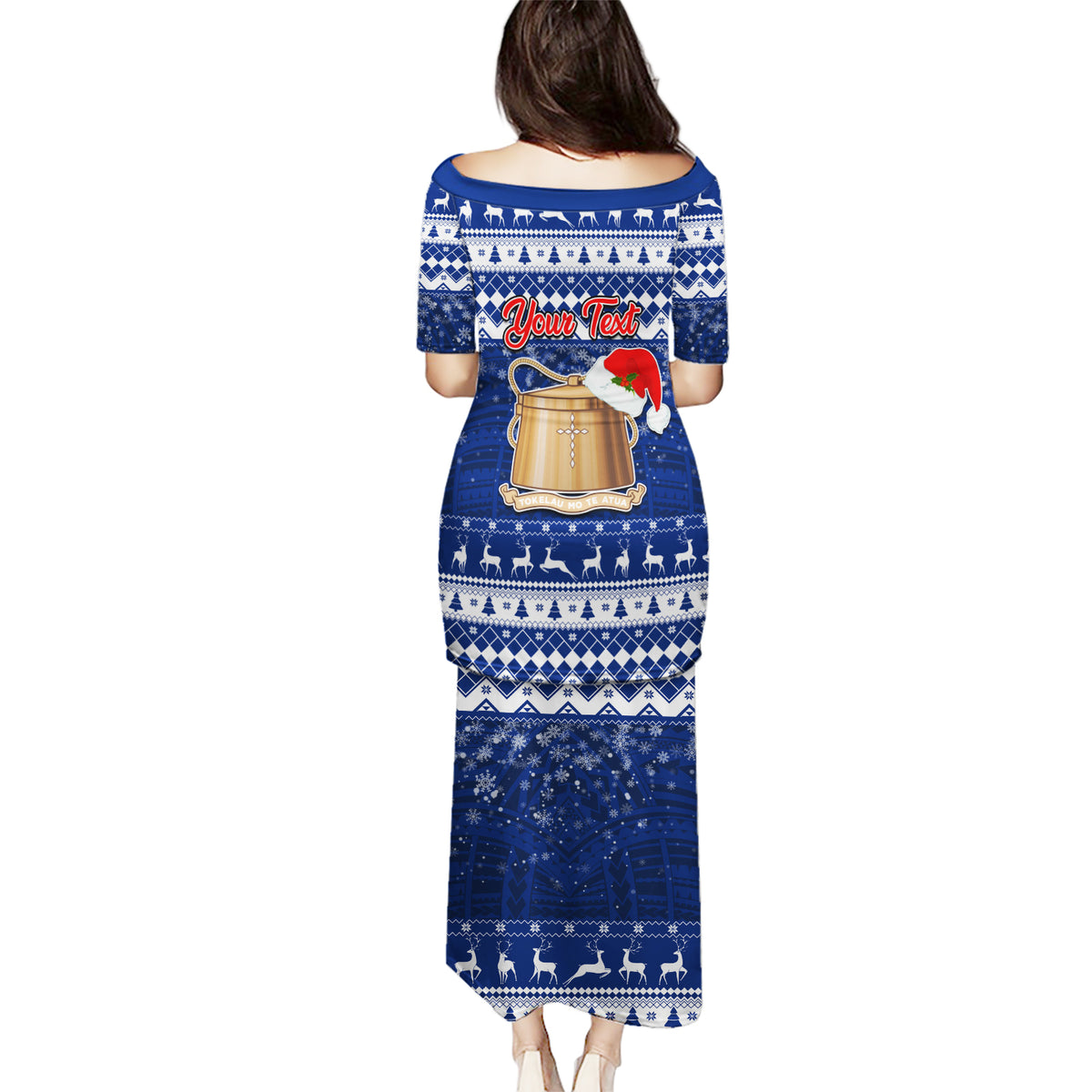 Personalised Tokelau Christmas Puletasi Santa Claus Tokelau Flag and Coat of Arms with Polynesian Pattern LT03 - Polynesian Pride