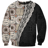 Tukenny Pattern Fijian War Clubs Mix Tapa Tribal Sweatshirt LT03 Unisex Beige - Polynesian Pride