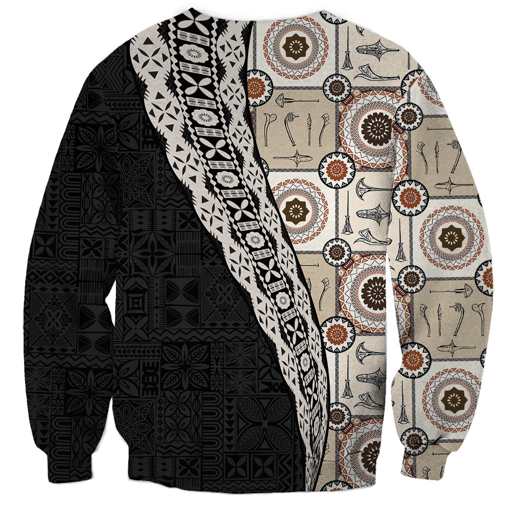Tukenny Pattern Fijian War Clubs Mix Tapa Tribal Sweatshirt LT03 - Polynesian Pride