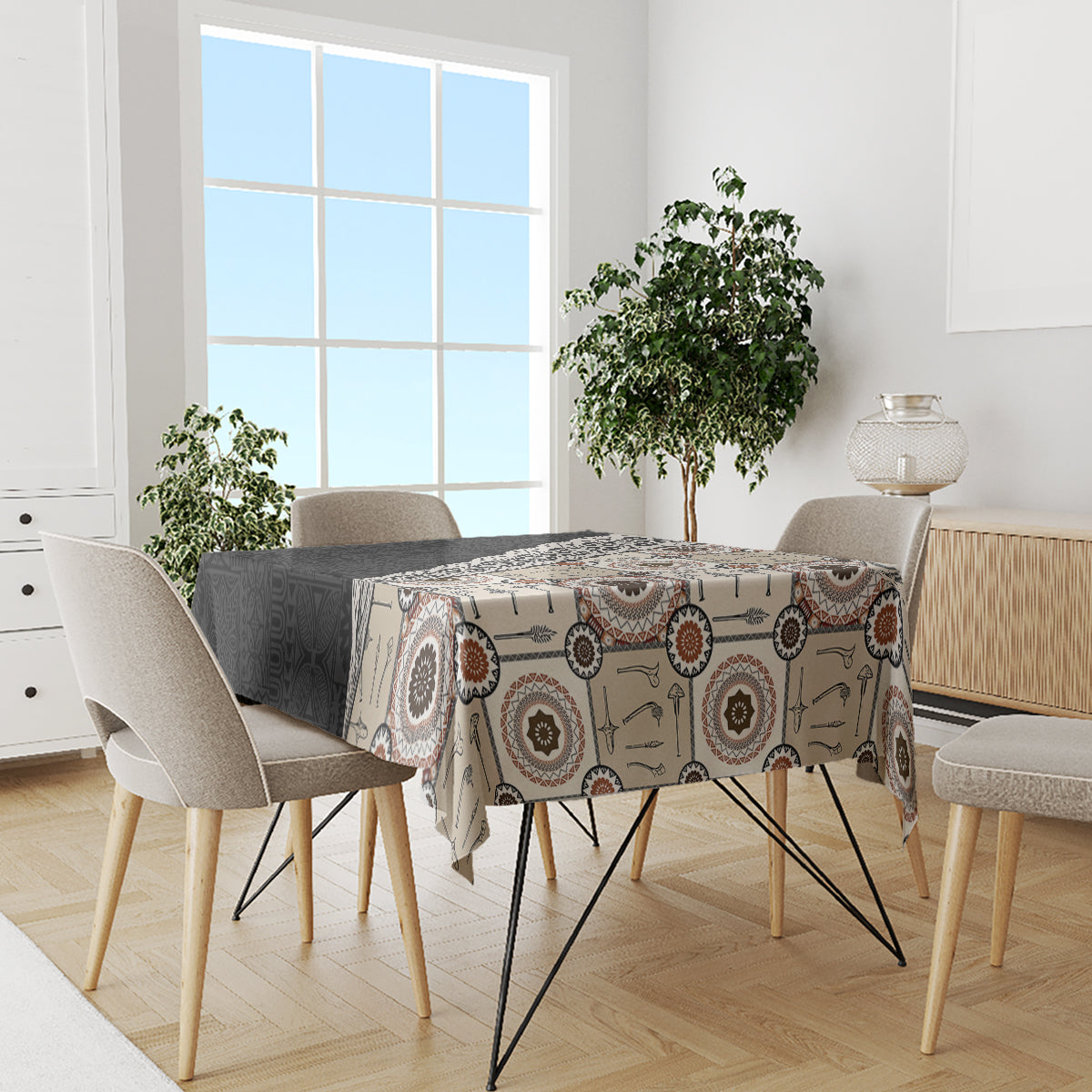 Tukenny Pattern Fijian War Clubs Mix Tapa Tribal Tablecloth LT03 - Polynesian Pride