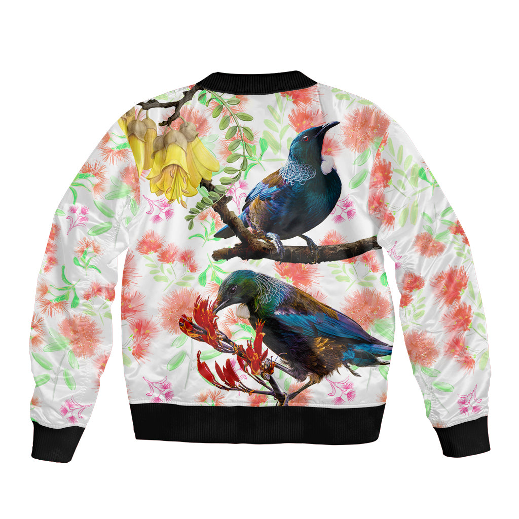 New Zealand Pohutukawa Tui Bird Bomber Jacket Kowhai Version LT03 - Polynesian Pride