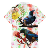 New Zealand Pohutukawa Tui Bird Family Matching Puletasi and Hawaiian Shirt Kowhai Version LT03 - Polynesian Pride