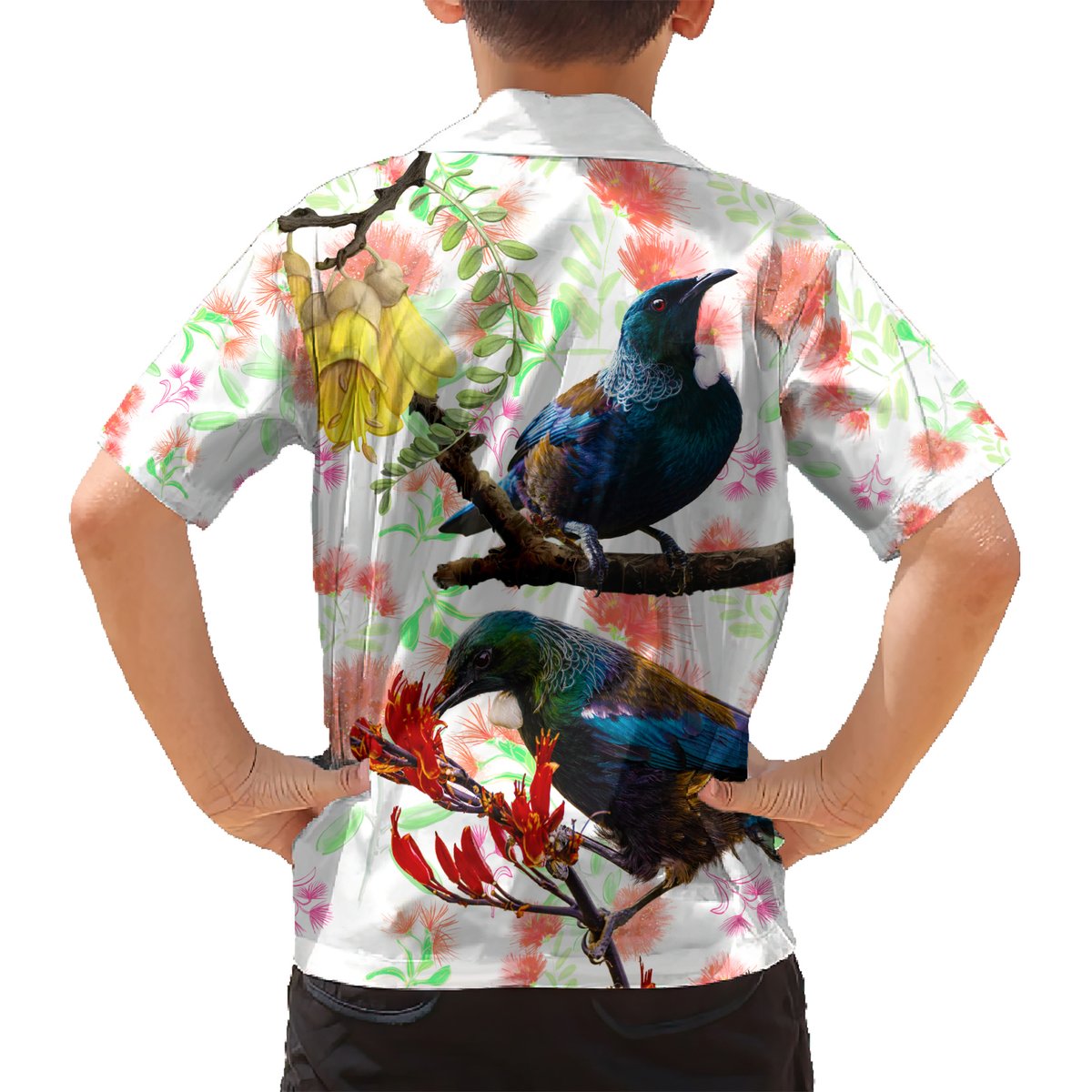 New Zealand Pohutukawa Tui Bird Hawaiian Shirt Kowhai Version LT03 - Polynesian Pride