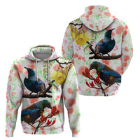 New Zealand Pohutukawa Tui Bird Zip Hoodie Kowhai Version LT03 - Polynesian Pride