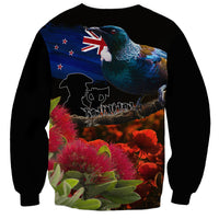 New Zealand ANZAC Day Sweatshirt Pohutukawa Flower and Tui Bird LT03 - Polynesian Pride