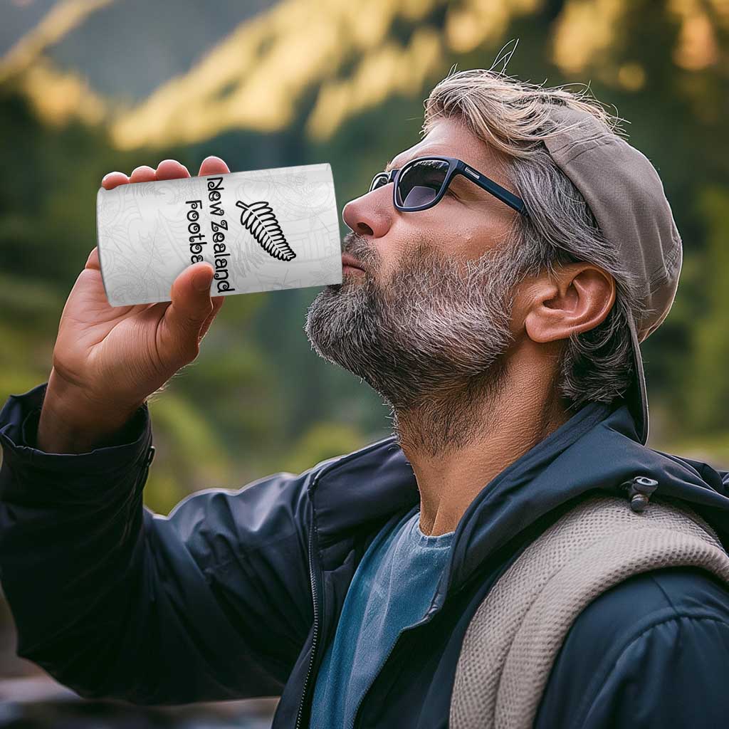 Custom New Zealand Football 4 in 1 Can Cooler Tumbler Go All Silver Ferns - Towards World Cup 2026