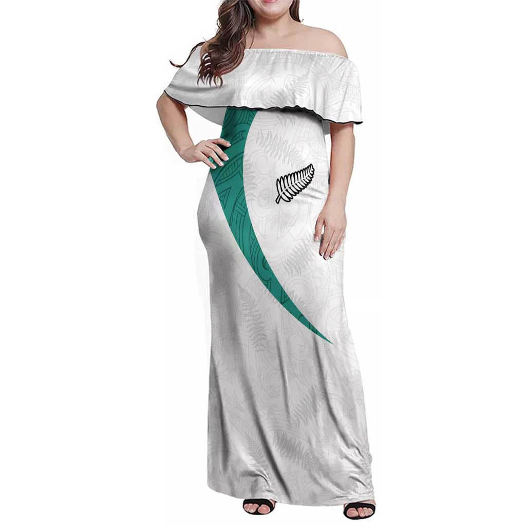 Custom New Zealand Football Family Matching Off Shoulder Maxi Dress and Hawaiian Shirt Go All Silver Ferns - Towards World Cup 2026