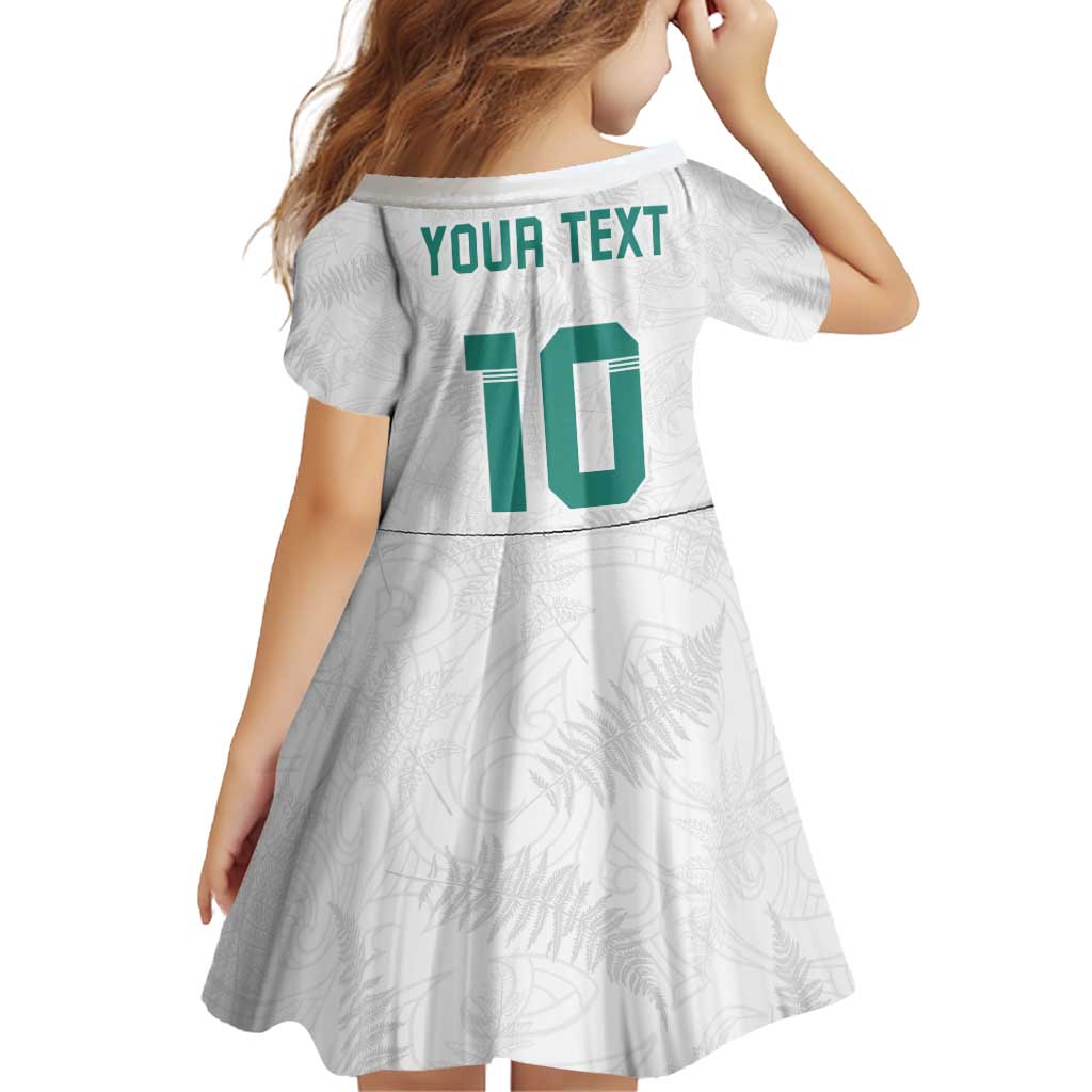 Custom New Zealand Football Family Matching Off Shoulder Short Dress and Hawaiian Shirt Go All Silver Ferns - Towards World Cup 2026