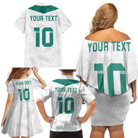 Custom New Zealand Football Family Matching Off Shoulder Short Dress and Hawaiian Shirt Go All Silver Ferns - Towards World Cup 2026