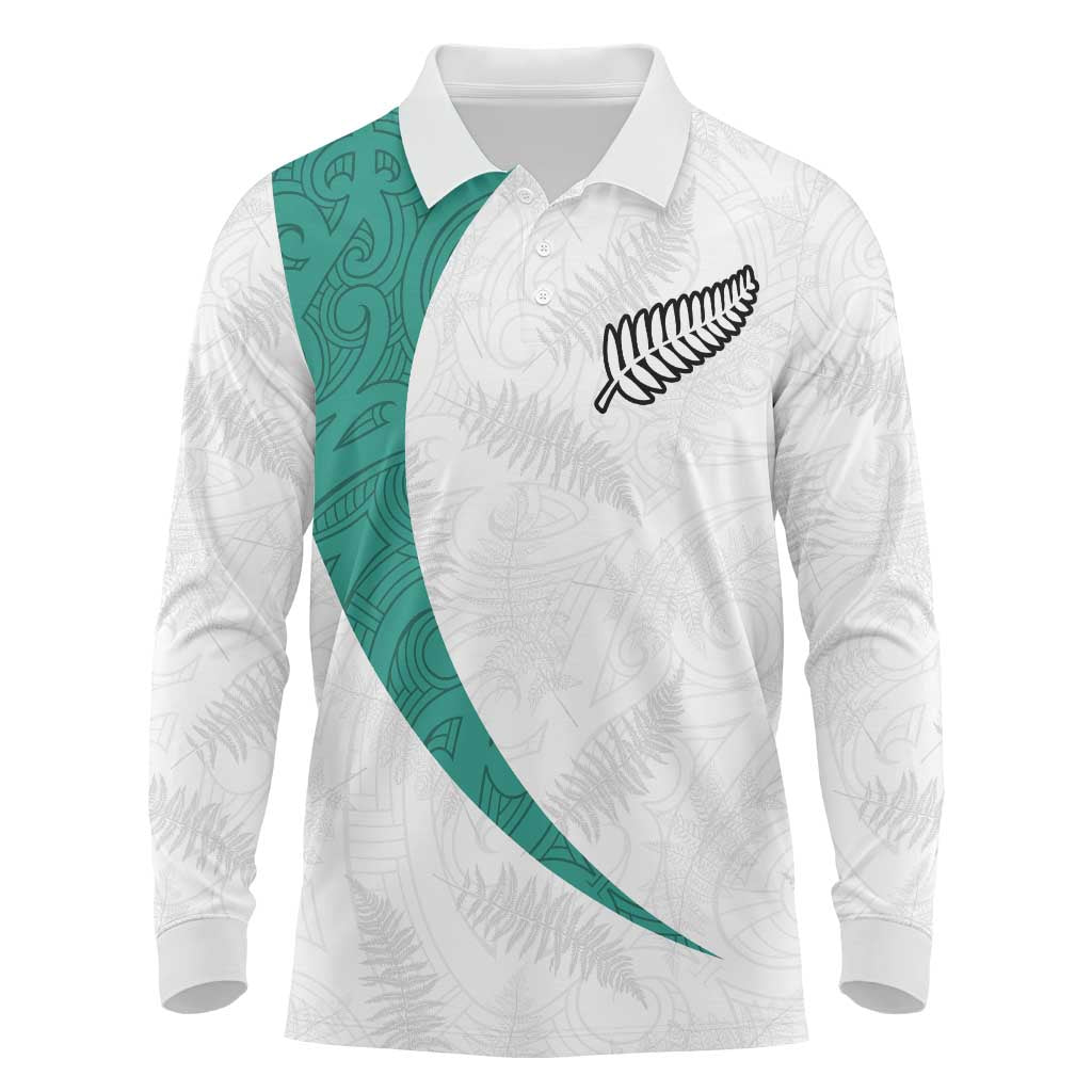 Custom New Zealand Football Long Sleeve Polo Shirt Go All Silver Ferns - Towards World Cup 2026