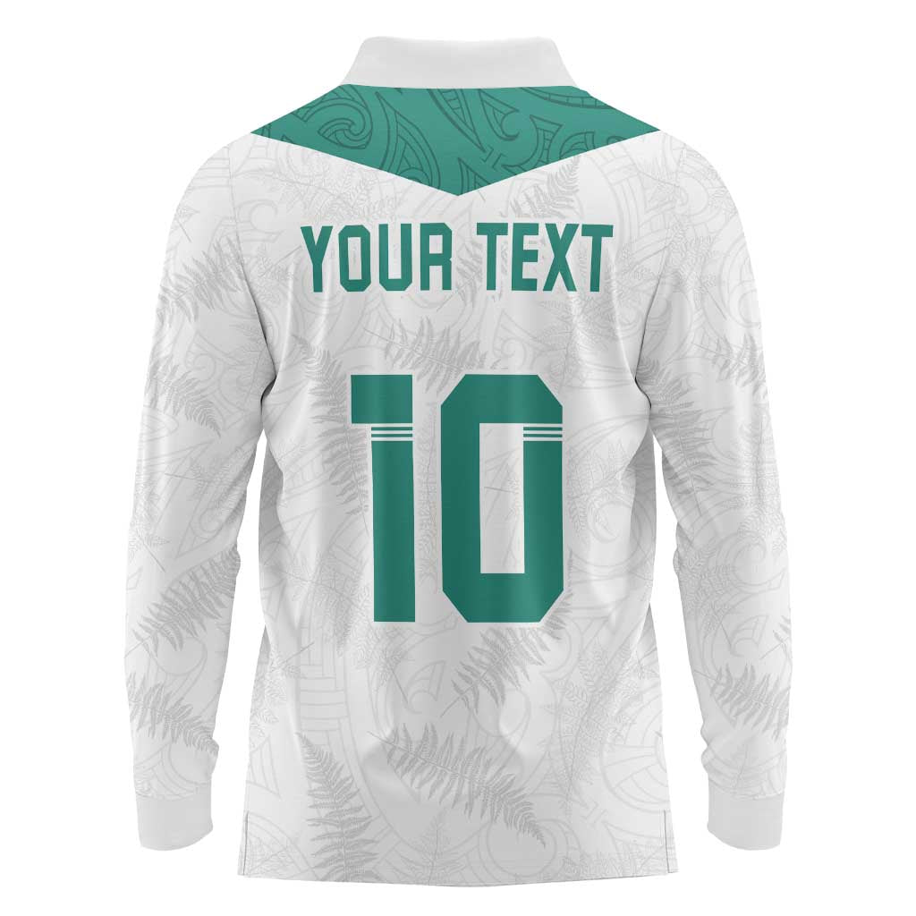 Custom New Zealand Football Long Sleeve Polo Shirt Go All Silver Ferns - Towards World Cup 2026