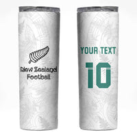 Custom New Zealand Football Skinny Tumbler Go All Silver Ferns - Towards World Cup 2026 LT03 White - Polynesian Pride