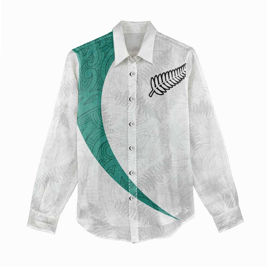 Custom New Zealand Football Women Casual Shirt Go All Silver Ferns - Towards World Cup 2026 LT03 - Polynesian Pride