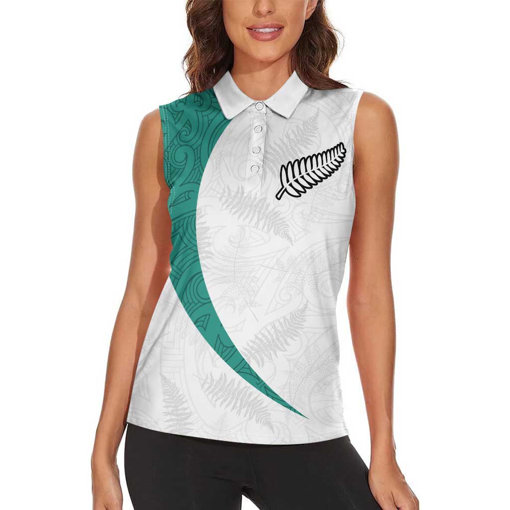 Custom New Zealand Football Women Sleeveless Polo Shirt Go All Silver Ferns - Towards World Cup 2026