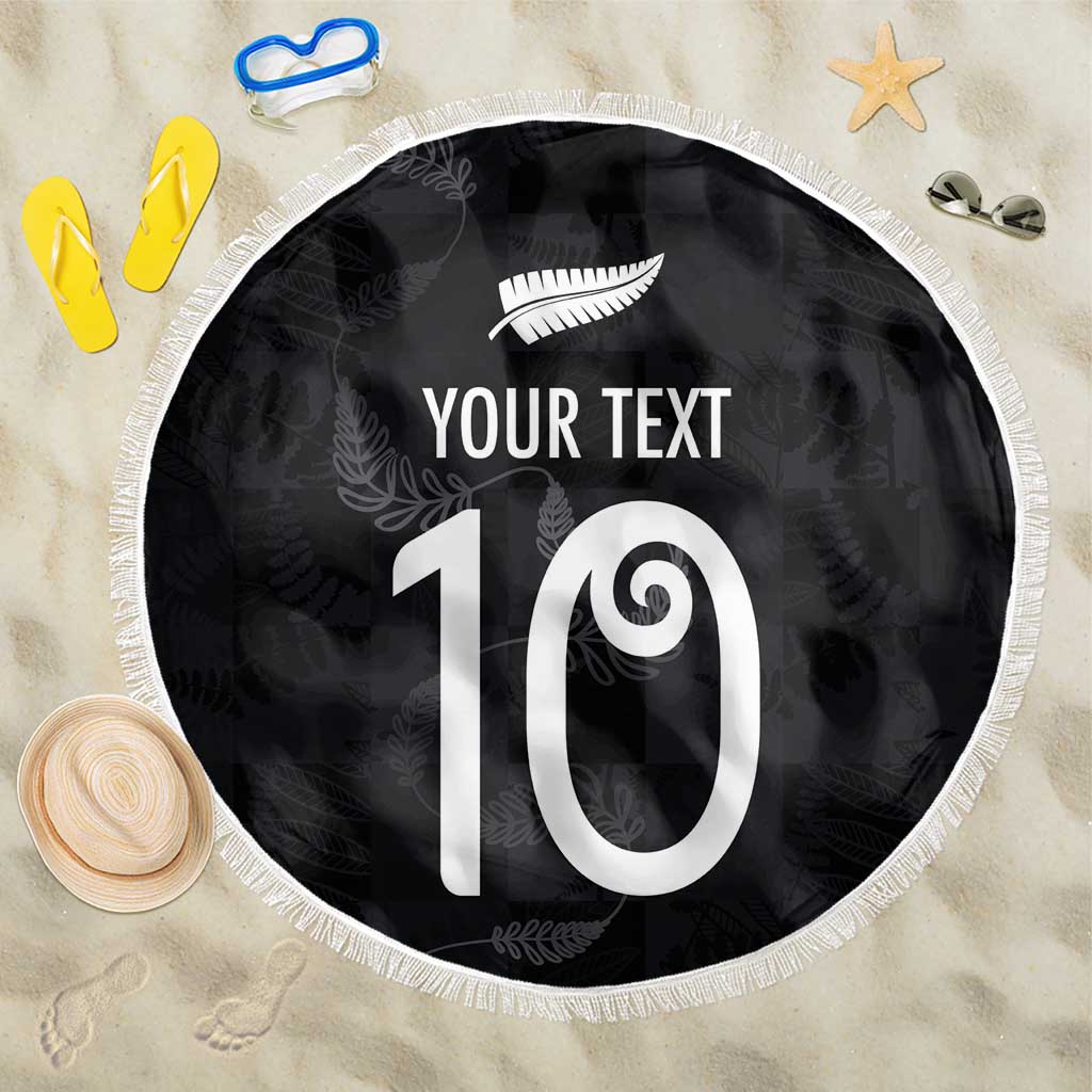 Custom New Zealand Rugby Beach Blanket All Silver Ferns Blacks