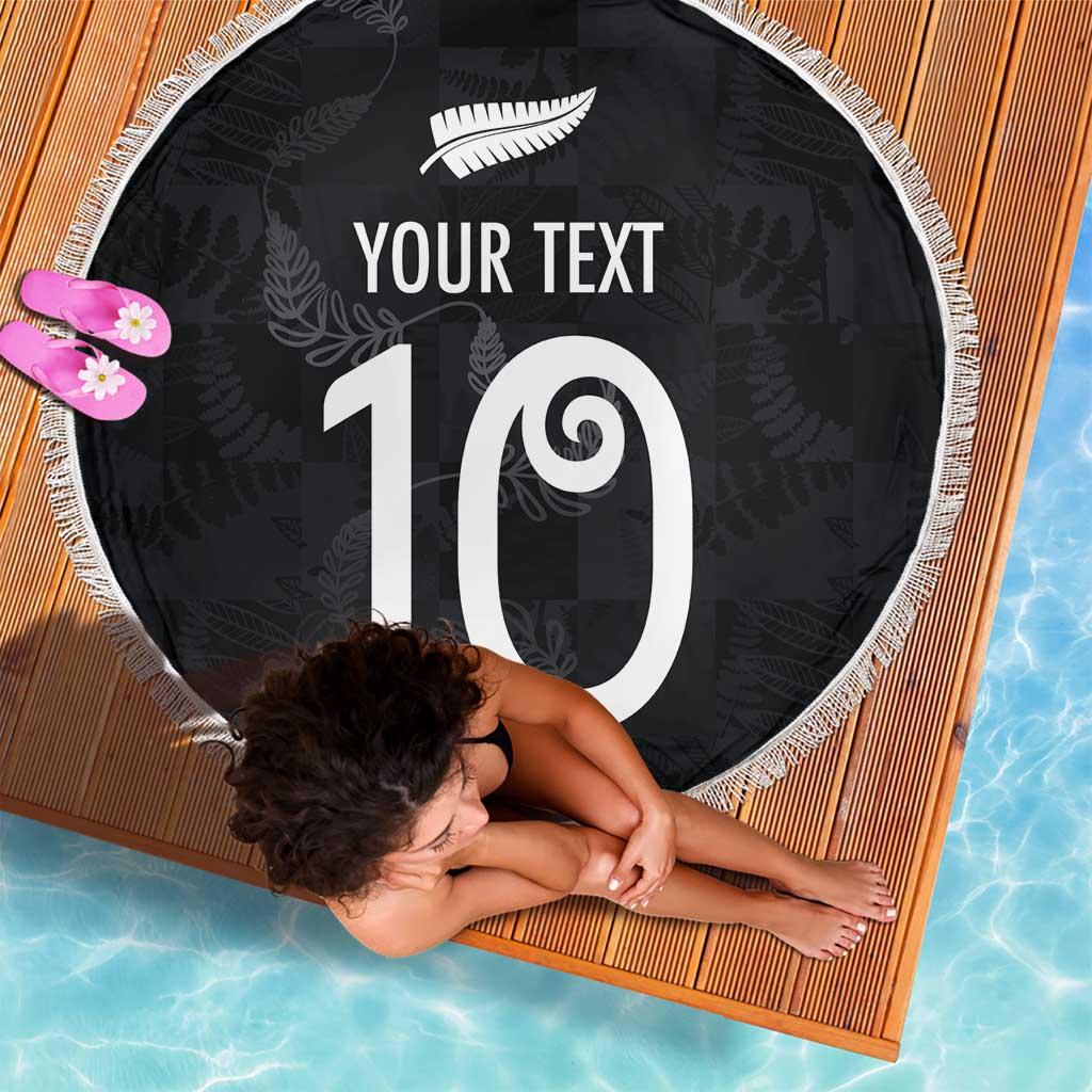 Custom New Zealand Rugby Beach Blanket All Silver Ferns Blacks