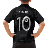 Custom New Zealand Rugby Family Matching Off Shoulder Maxi Dress and Hawaiian Shirt All Silver Ferns Blacks