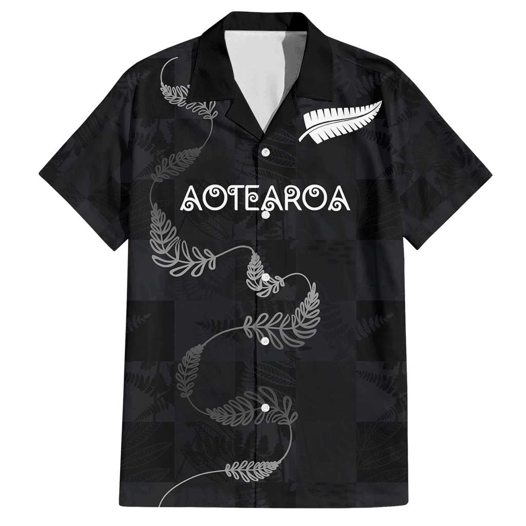 Custom New Zealand Rugby Family Matching Off Shoulder Short Dress and Hawaiian Shirt All Silver Ferns Blacks