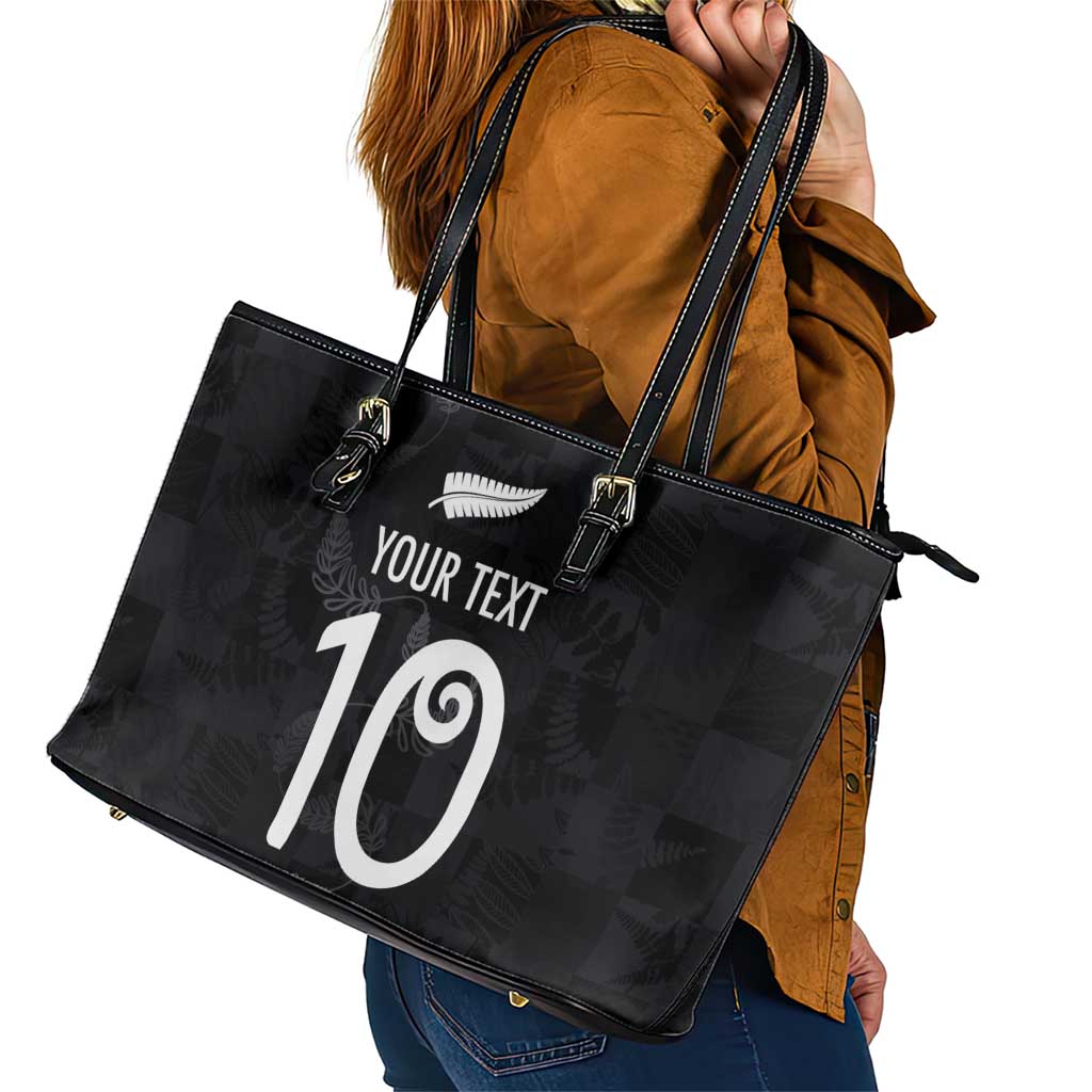 Custom New Zealand Rugby Leather Tote Bag All Silver Ferns Blacks