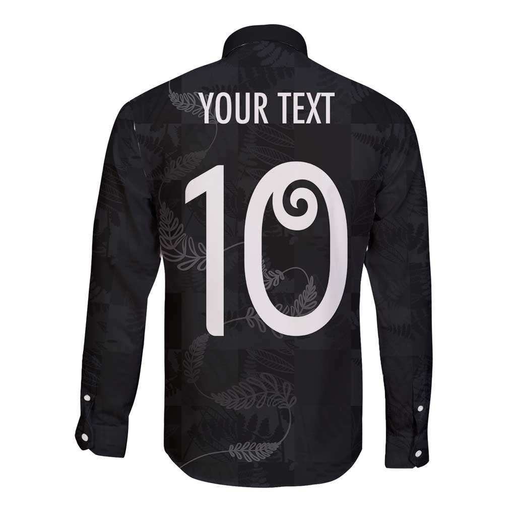 Custom New Zealand Rugby Long Sleeve Button Shirt All Silver Ferns Blacks
