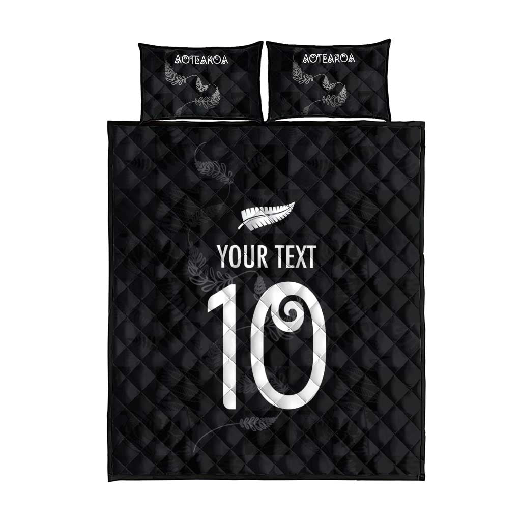 Custom New Zealand Rugby Quilt Bed Set All Silver Ferns Blacks