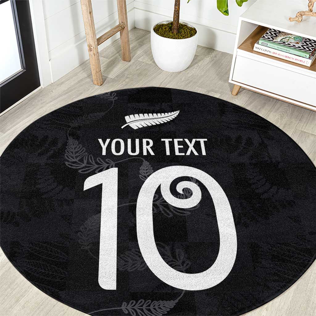 Custom New Zealand Rugby Round Carpet All Silver Ferns Blacks