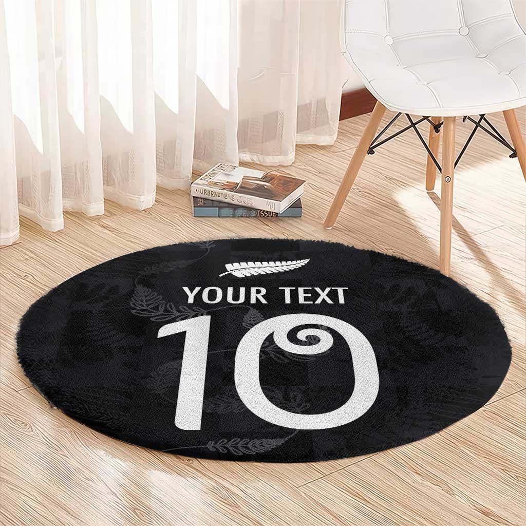 Custom New Zealand Rugby Round Carpet All Silver Ferns Blacks