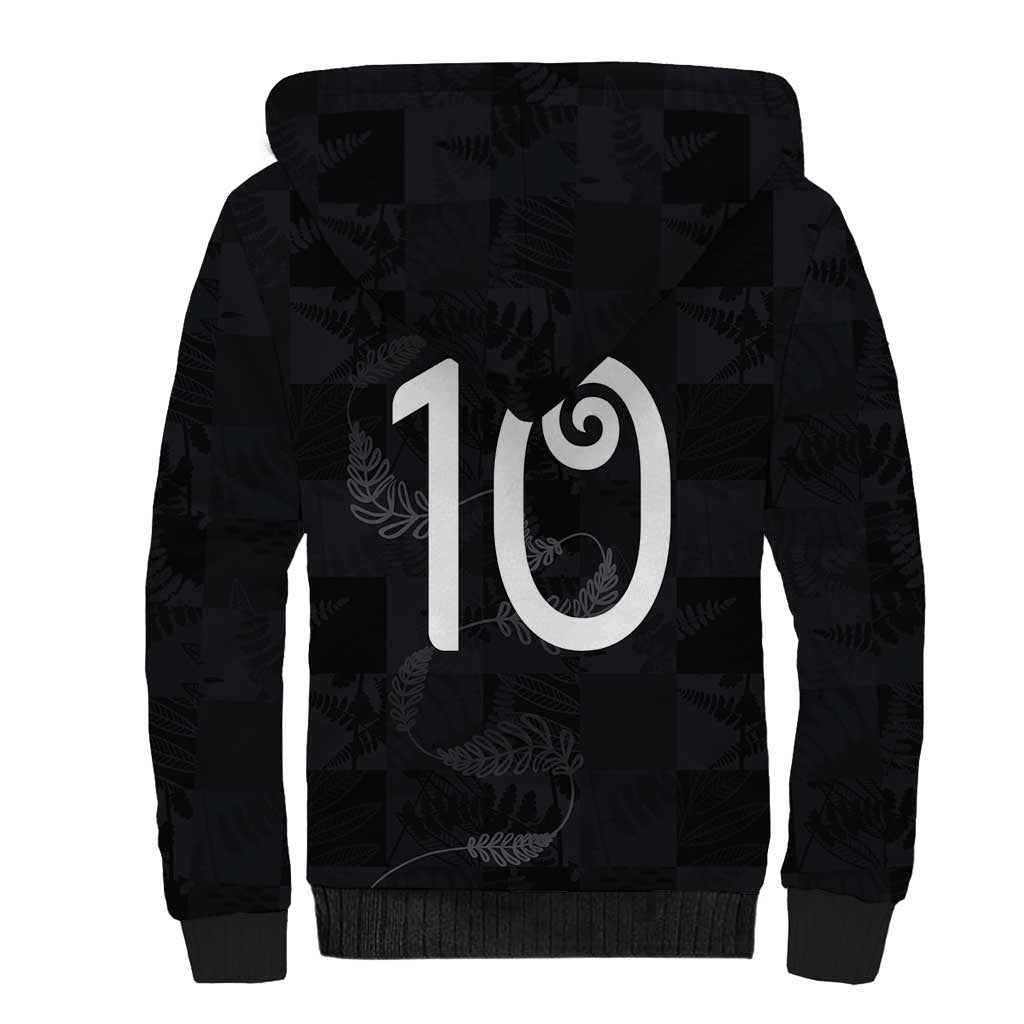 Custom New Zealand Rugby Sherpa Hoodie All Silver Ferns Blacks