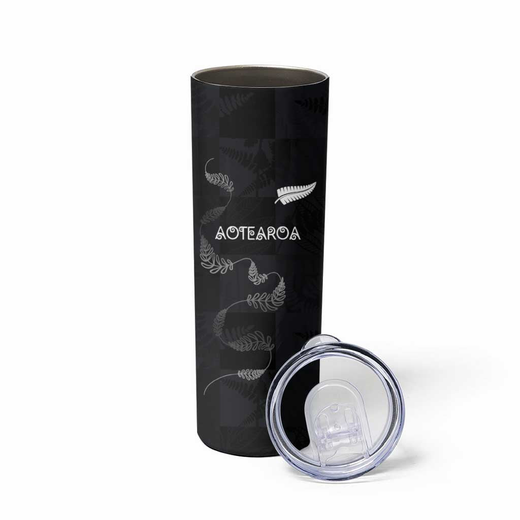 Custom New Zealand Rugby Skinny Tumbler All Silver Ferns Blacks LT03 - Polynesian Pride
