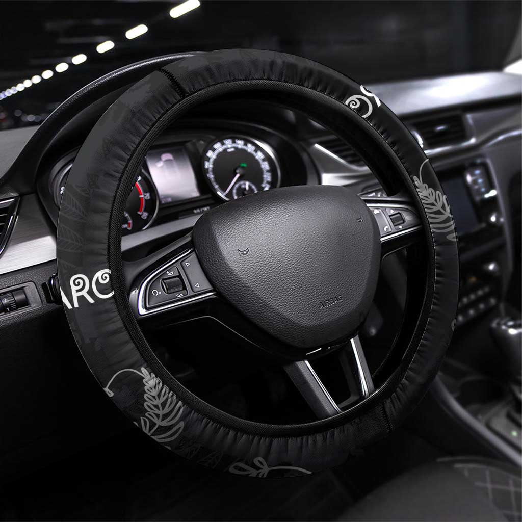 New Zealand Rugby Steering Wheel Cover All Silver Ferns Blacks