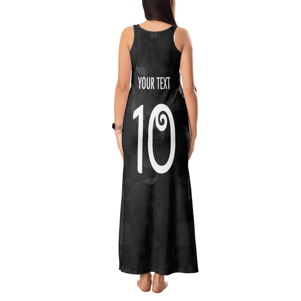 Custom New Zealand Rugby Tank Maxi Dress All Silver Ferns Blacks