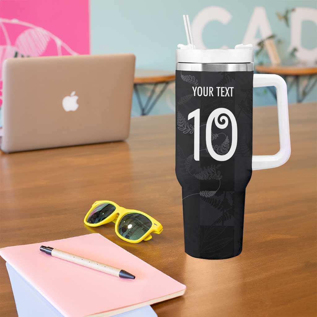 Custom New Zealand Rugby Tumbler With Handle All Silver Ferns Blacks