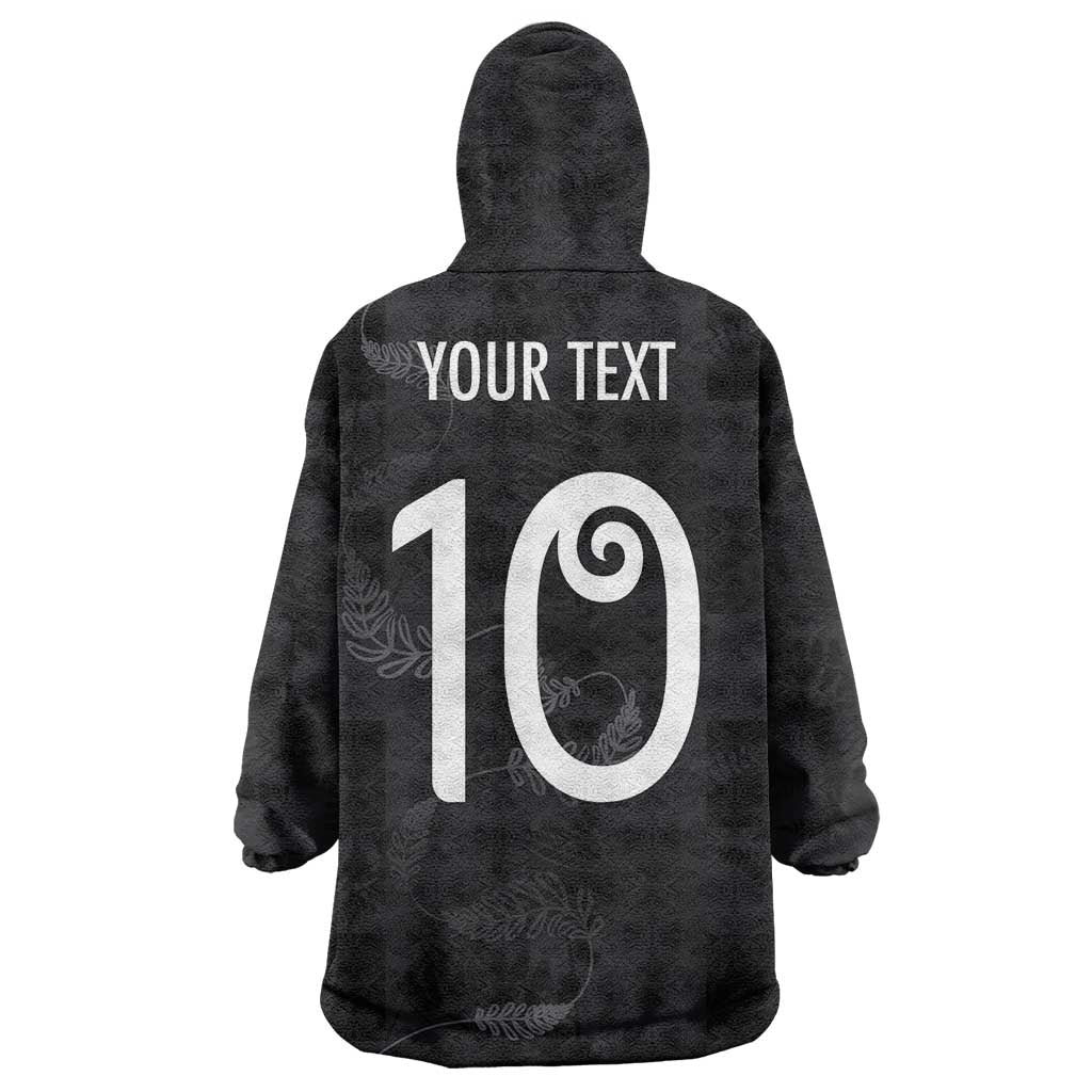 Custom New Zealand Rugby Wearable Blanket Hoodie All Silver Ferns Blacks