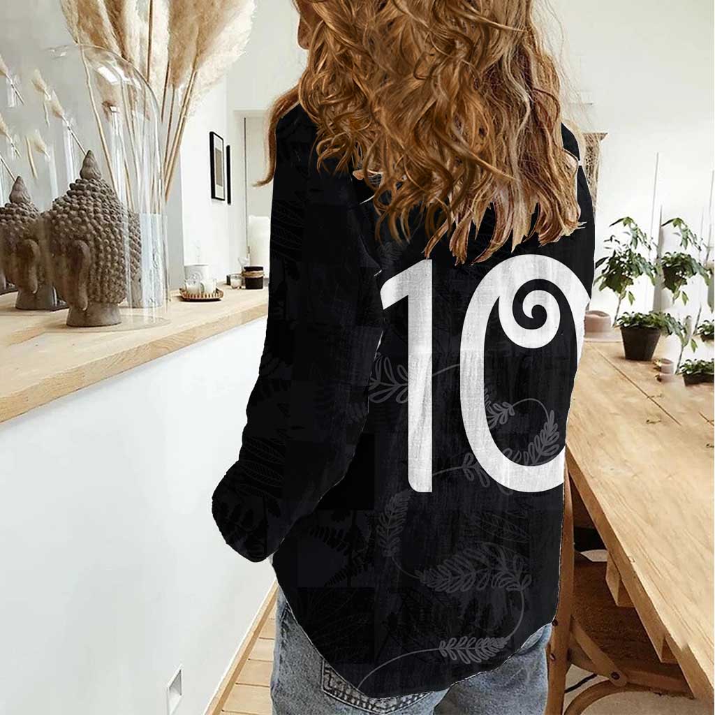 Custom New Zealand Rugby Women Casual Shirt All Silver Ferns Blacks LT03 - Polynesian Pride