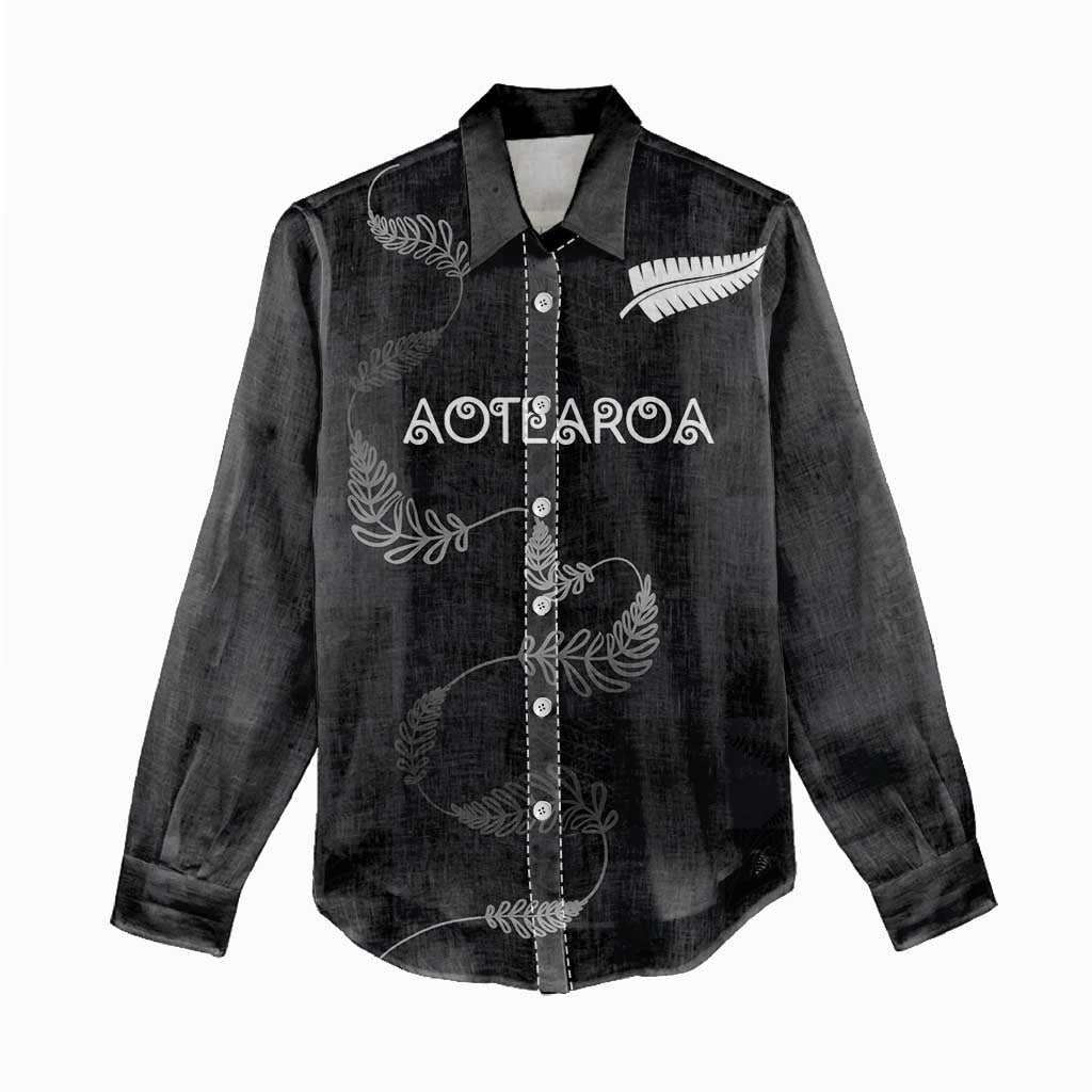 Custom New Zealand Rugby Women Casual Shirt All Silver Ferns Blacks LT03 - Polynesian Pride