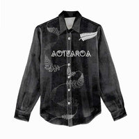 Custom New Zealand Rugby Women Casual Shirt All Silver Ferns Blacks LT03 - Polynesian Pride