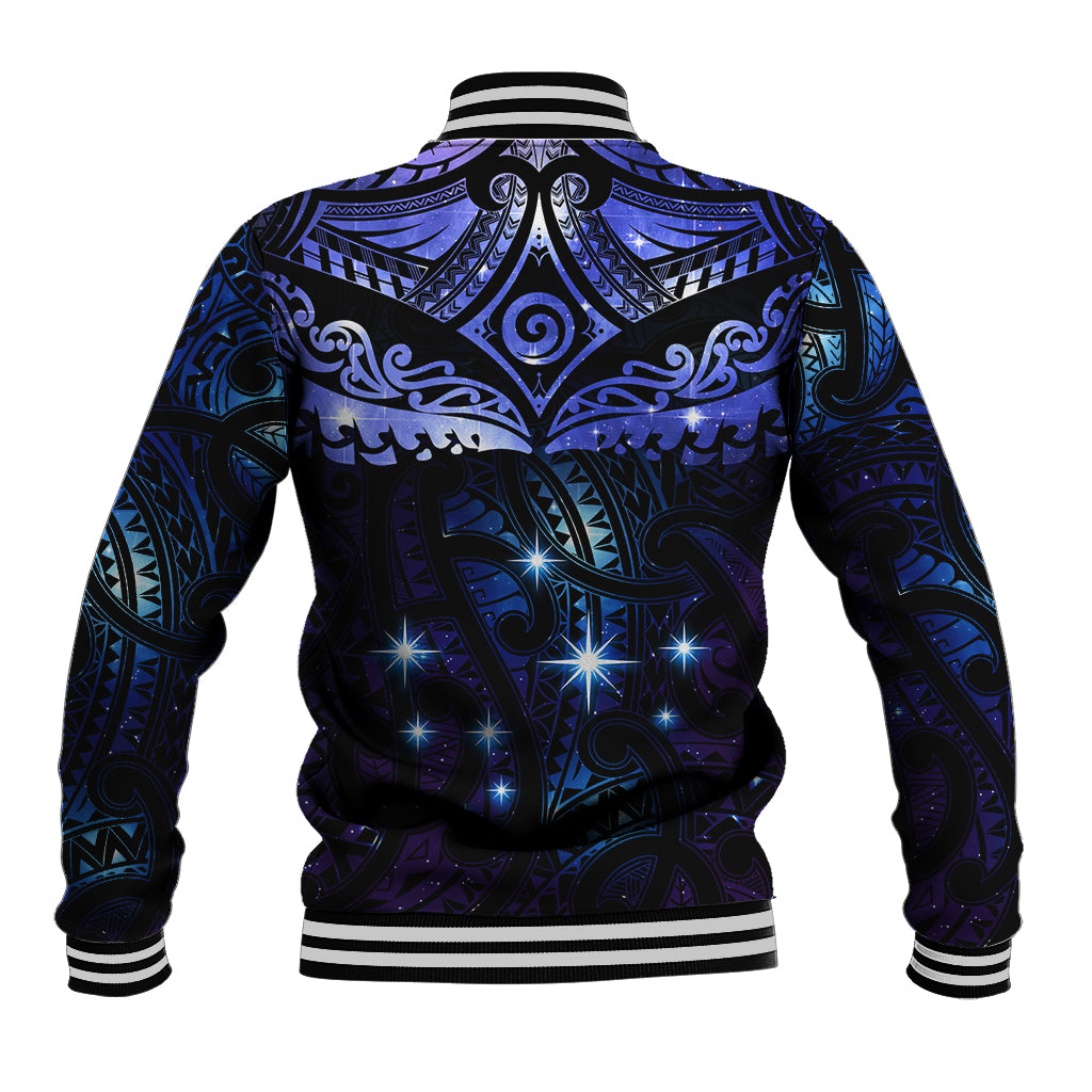 New Zealand Matariki Baseball Jacket Maori Pattern and Matariki Sky Night LT03 - Polynesian Pride