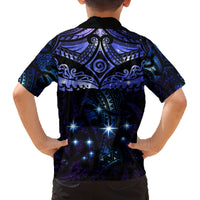 New Zealand Matariki Family Matching Long Sleeve Bodycon Dress and Hawaiian Shirt Maori Pattern and Matariki Sky Night LT03 - Polynesian Pride