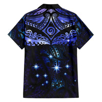 New Zealand Matariki Family Matching Off Shoulder Maxi Dress and Hawaiian Shirt Maori Pattern and Matariki Sky Night