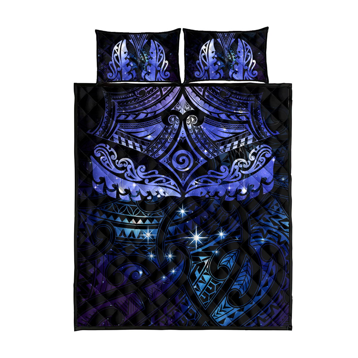 New Zealand Matariki Quilt Bed Set Maori Pattern and Matariki Sky Night LT03 - Polynesian Pride