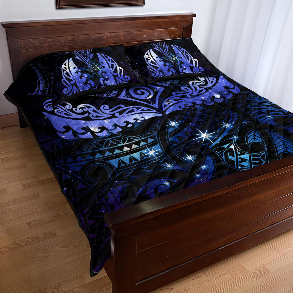 New Zealand Matariki Quilt Bed Set Maori Pattern and Matariki Sky Night LT03 - Polynesian Pride