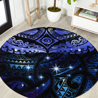 New Zealand Matariki Round Carpet Maori Pattern and Matariki Sky Night LT03 Blue - Polynesian Pride
