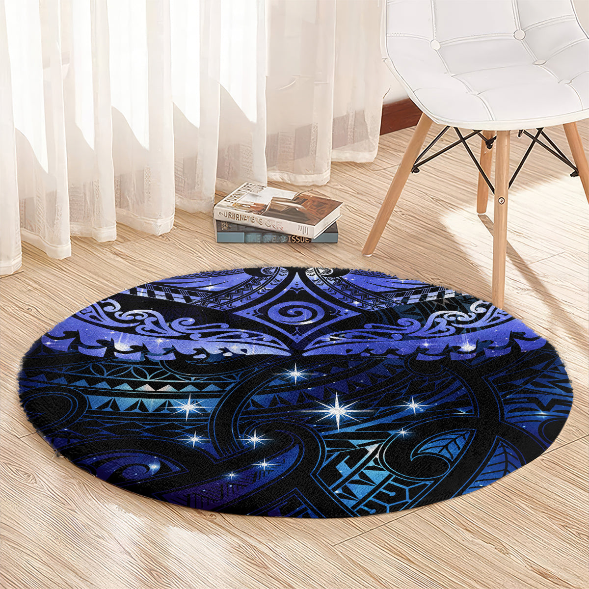 New Zealand Matariki Round Carpet Maori Pattern and Matariki Sky Night LT03 - Polynesian Pride