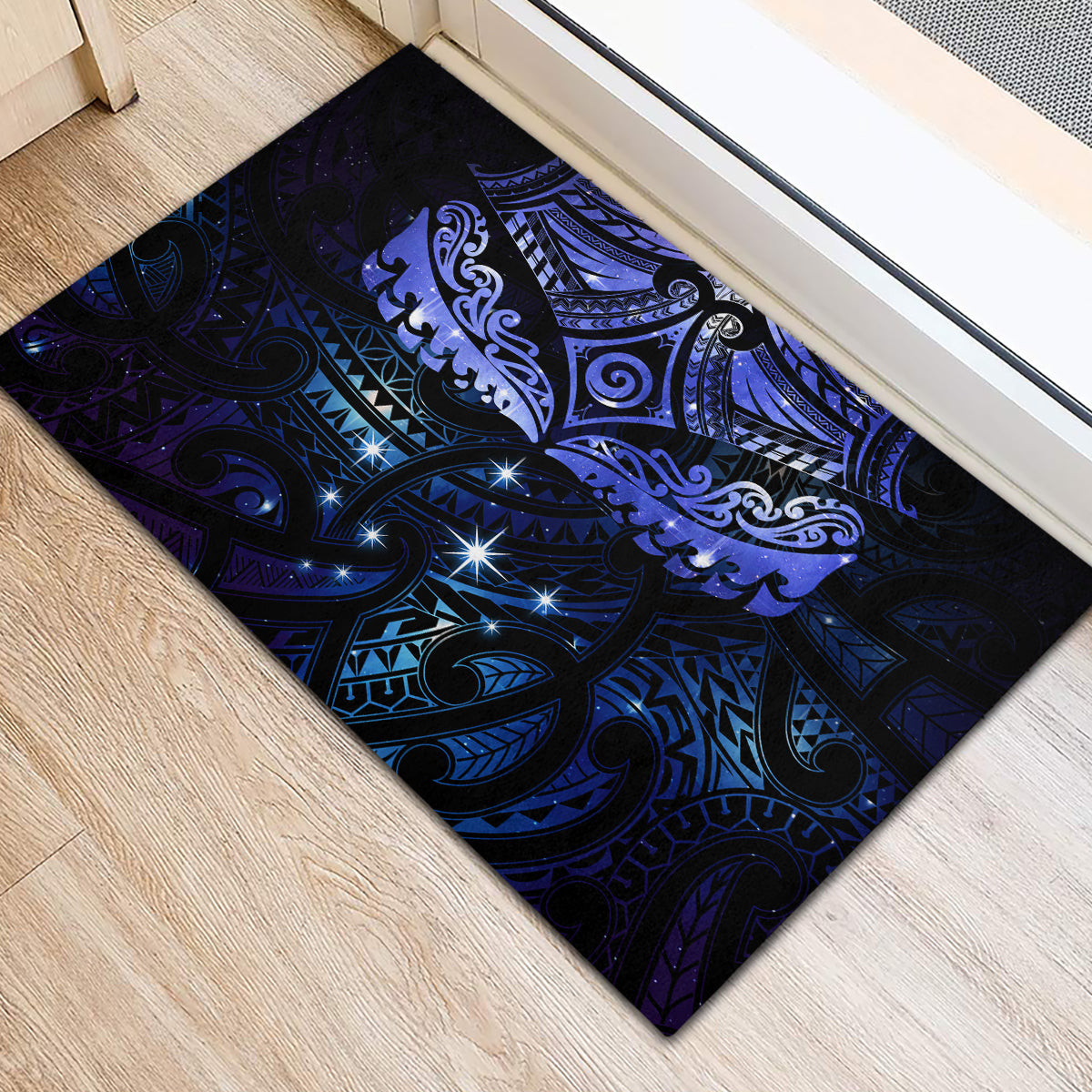 New Zealand Matariki Rubber Doormat Maori Pattern and Matariki Sky Night LT03 - Polynesian Pride