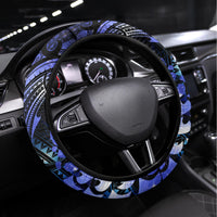 New Zealand Matariki Steering Wheel Cover Maori Pattern and Matariki Sky Night LT03 Universal Fit Blue - Polynesian Pride