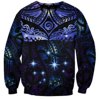 New Zealand Matariki Sweatshirt Maori Pattern and Matariki Sky Night LT03 Unisex Blue - Polynesian Pride