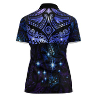 New Zealand Matariki Women Polo Shirt Maori Pattern and Matariki Sky Night