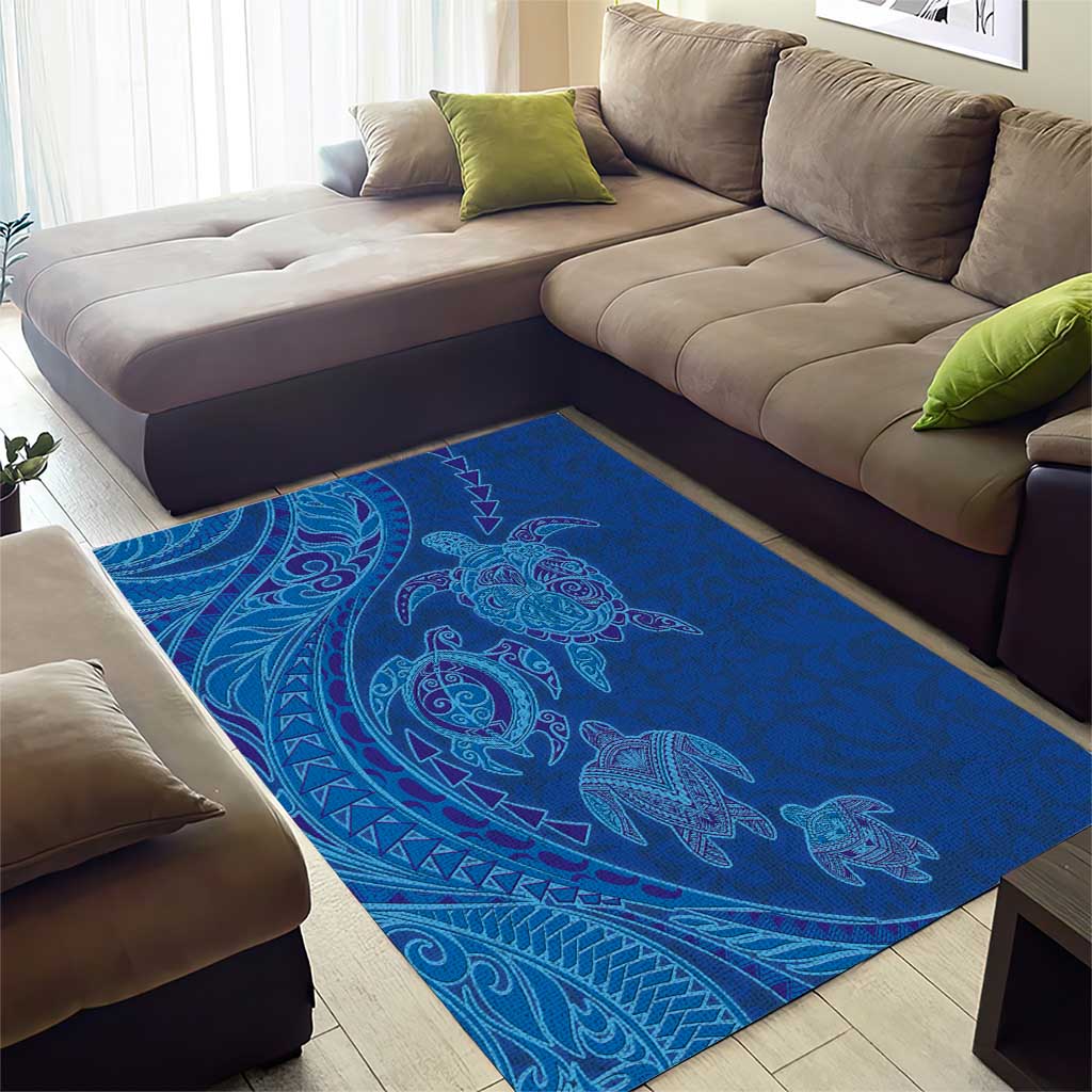 Hawaiian Turtles and Polynesian Art Tattoo Area Rug Ocean Abyss